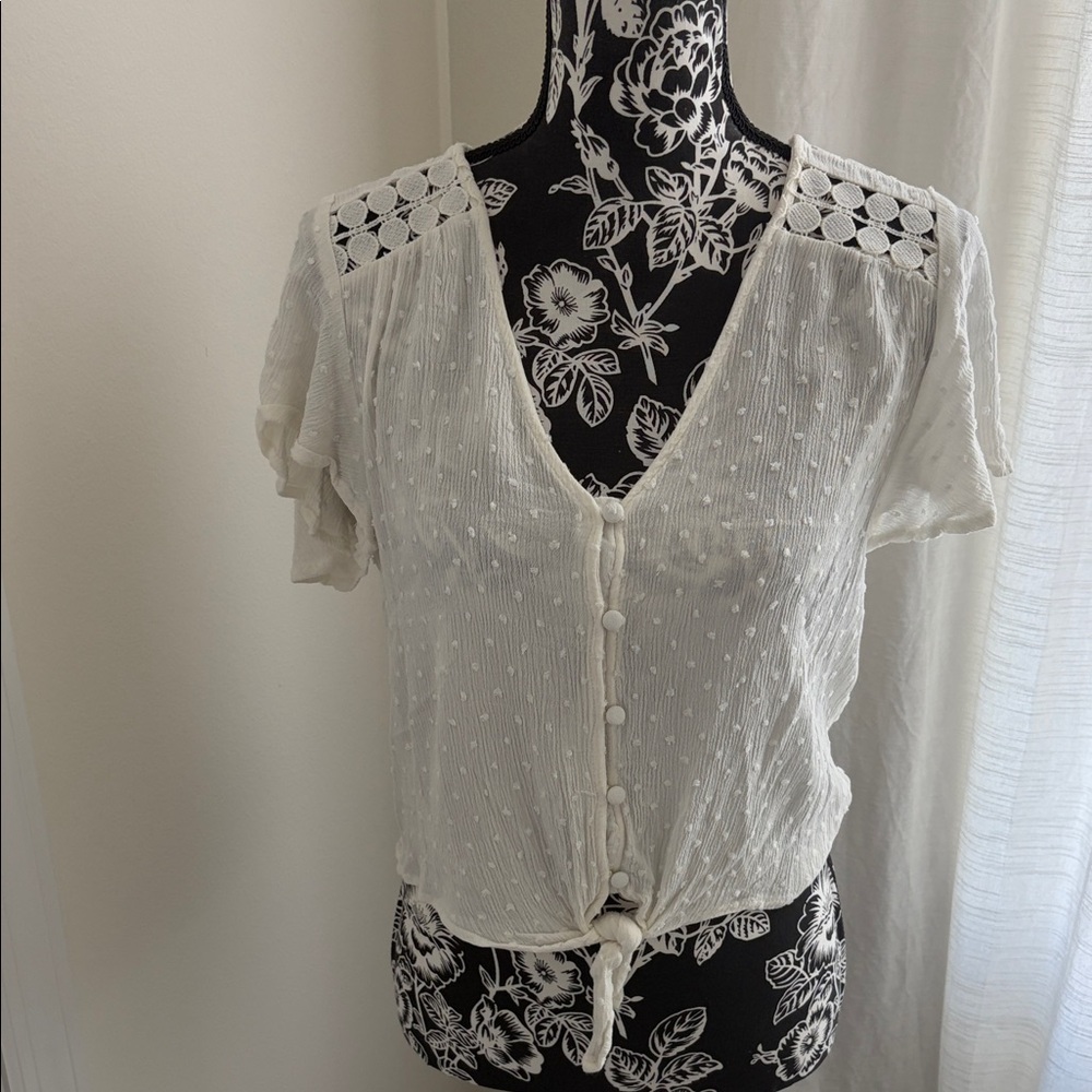 Society Cream Button-Front Blouse